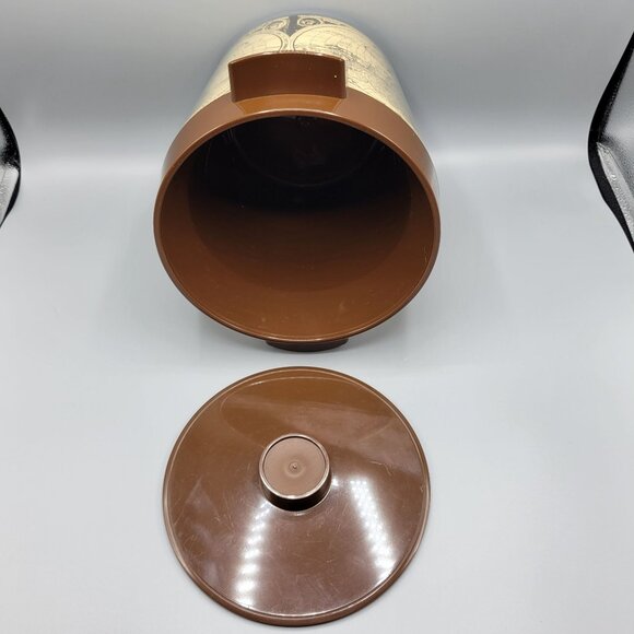 Vintage Thermo-Serv West Bend USA Brown Lid Ice Bucket With World Map Design - Picture 6 of 15